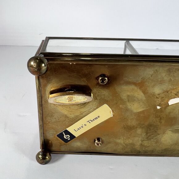 Music Box Trinket Box Made Of Glass And Brass With Etched Bird‎ Lara’s Theme VTG - Picture 8 of 13